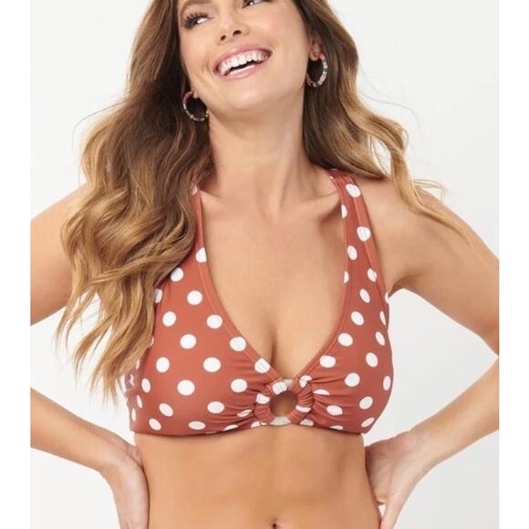Unique Vintage 1970’s Rust and White Dot Bikini Top 1X 16 NWOT - Picture 4 of 7